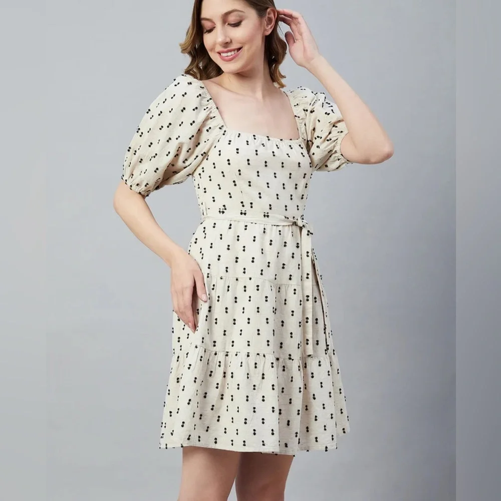 sim and sam dress NATURAL RAYON LINEN MINI Sim & Sam Elastic Waist